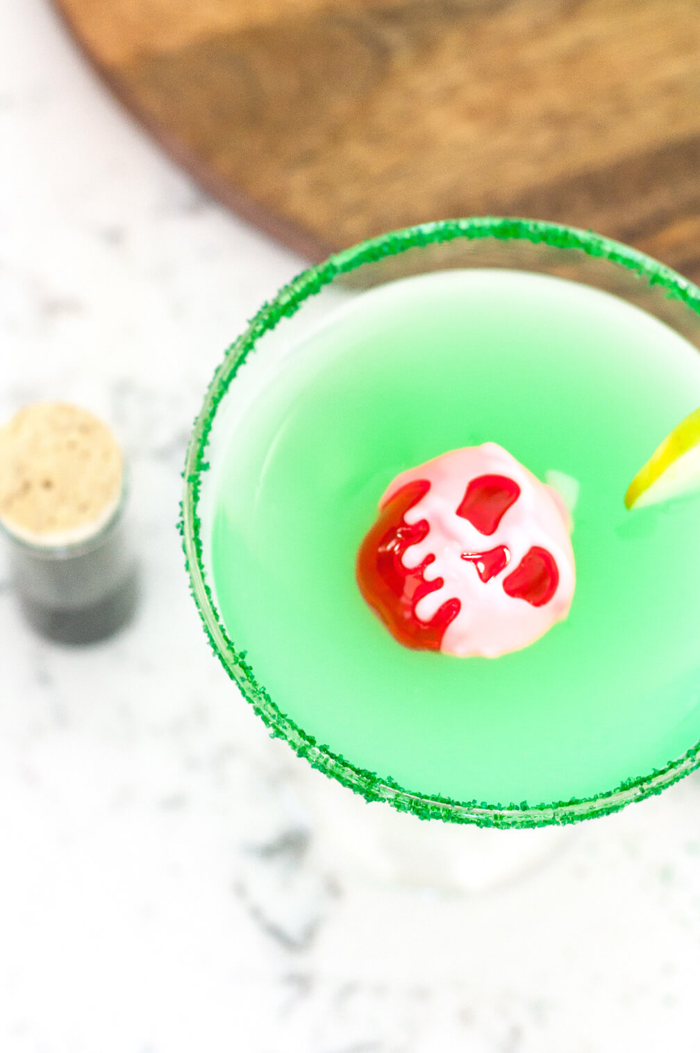 In honor of the first ever animated movie Snow White, I created the Evil Queens Poisoned Apple Martini recipe as part of my Disney Cocktails series.